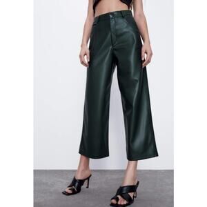 Zara Dark Green Vegan Leather Pants XS